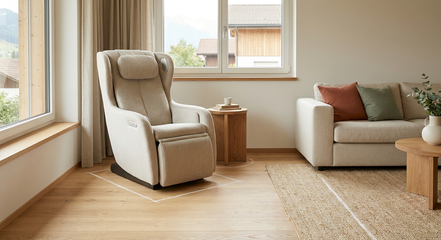 Massagesessel mit ausreichend Platz in einem modernen Wohnzimmer