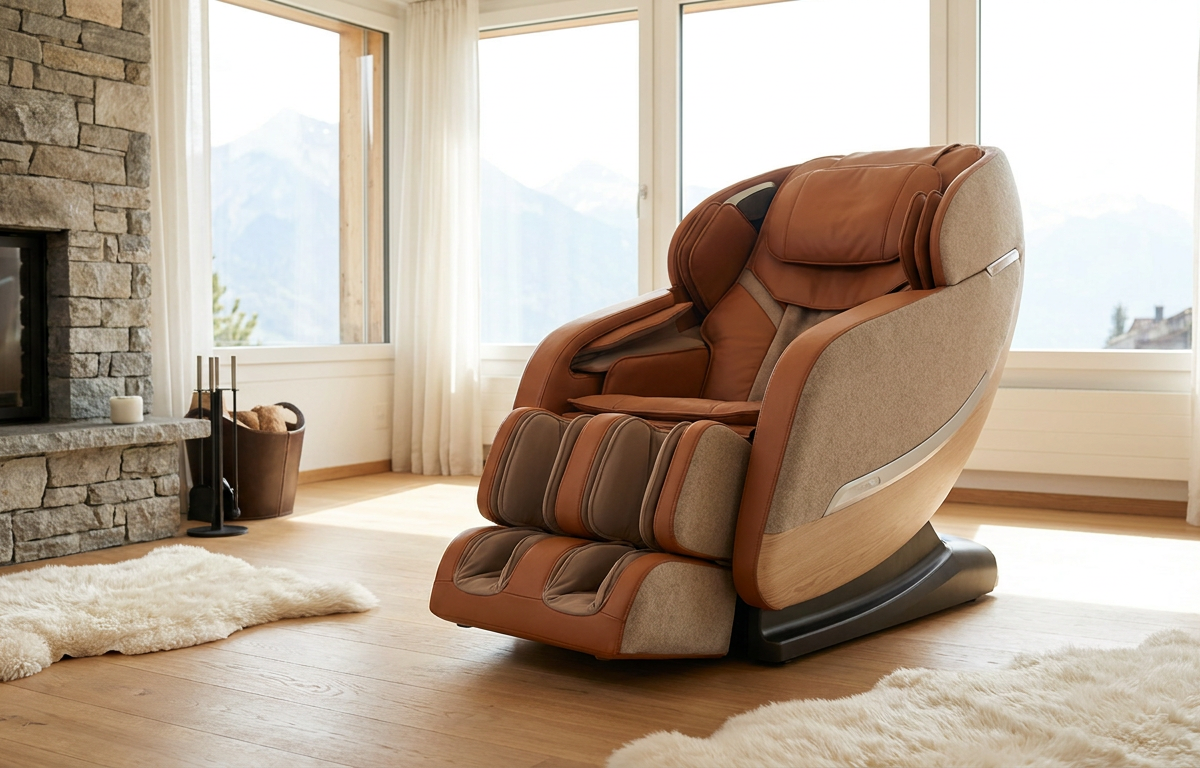 Massagesessel mit integriertem Bereich für Fuss- und Wadenmassage