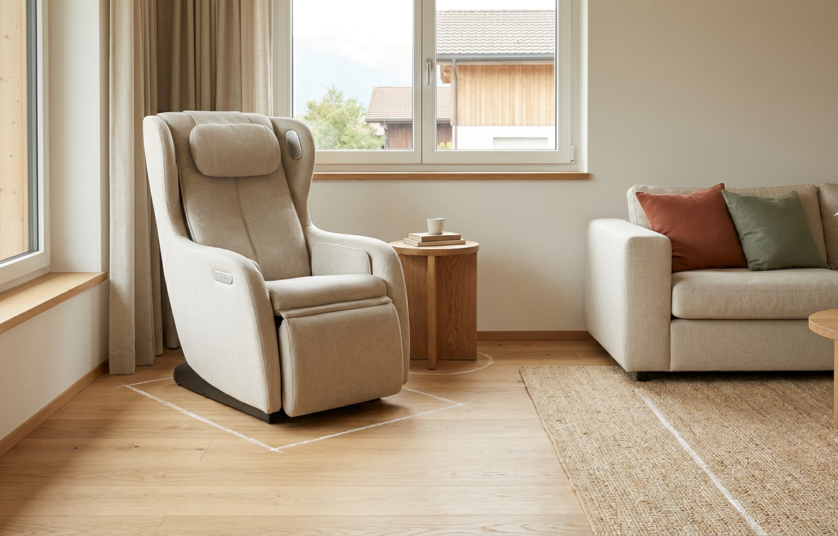 Massagesessel mit ausreichend Platz in einem modernen Wohnzimmer